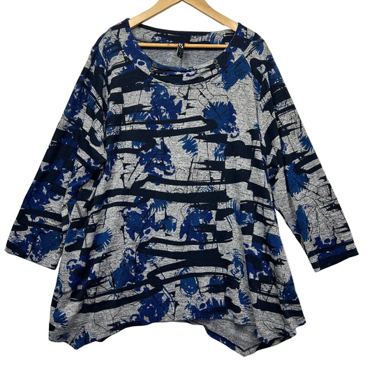 Taking Shape Blue Abstract Print Top - Size 22/XL