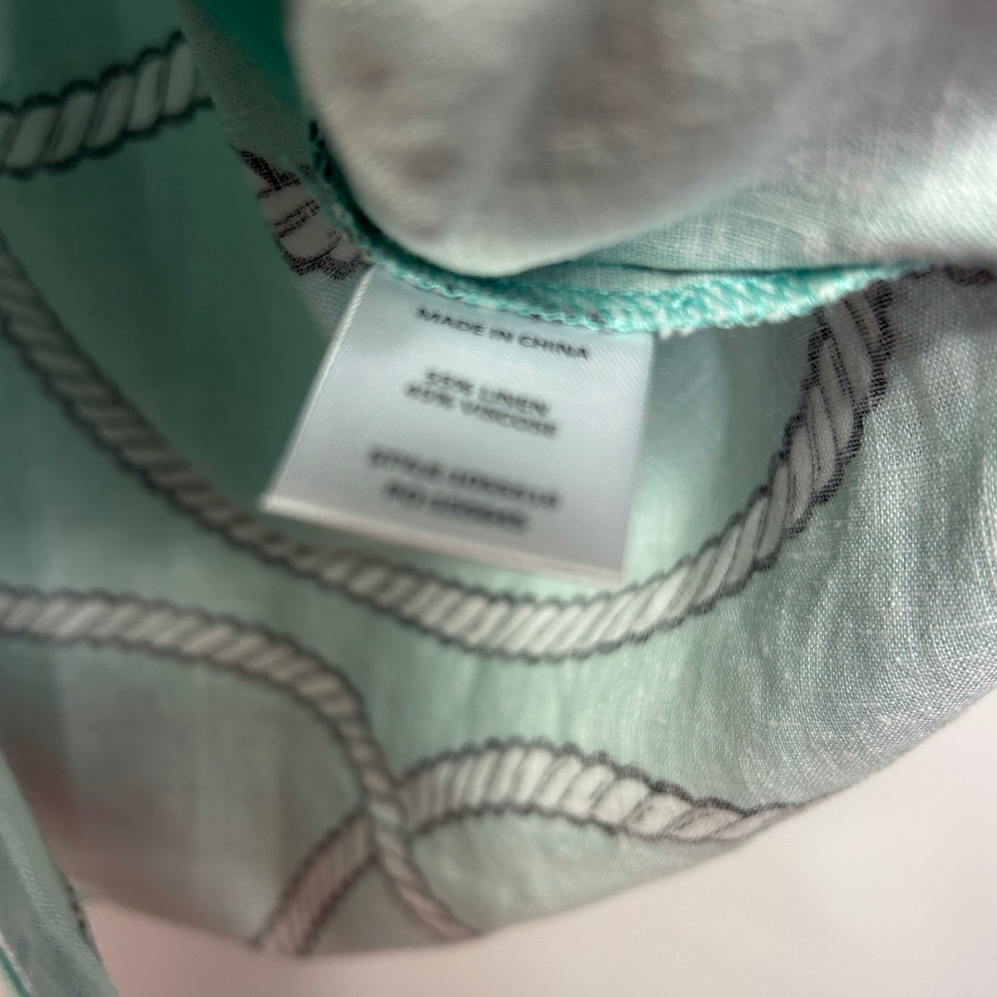 W Lane Linen Top Size 16 Aqua Long Roll Tab Sleeve
