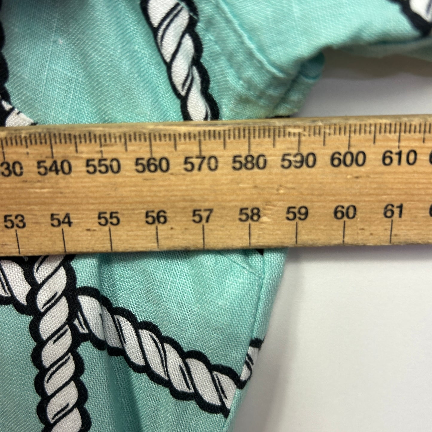 W Lane Linen Top Size 16 Aqua Long Roll Tab Sleeve