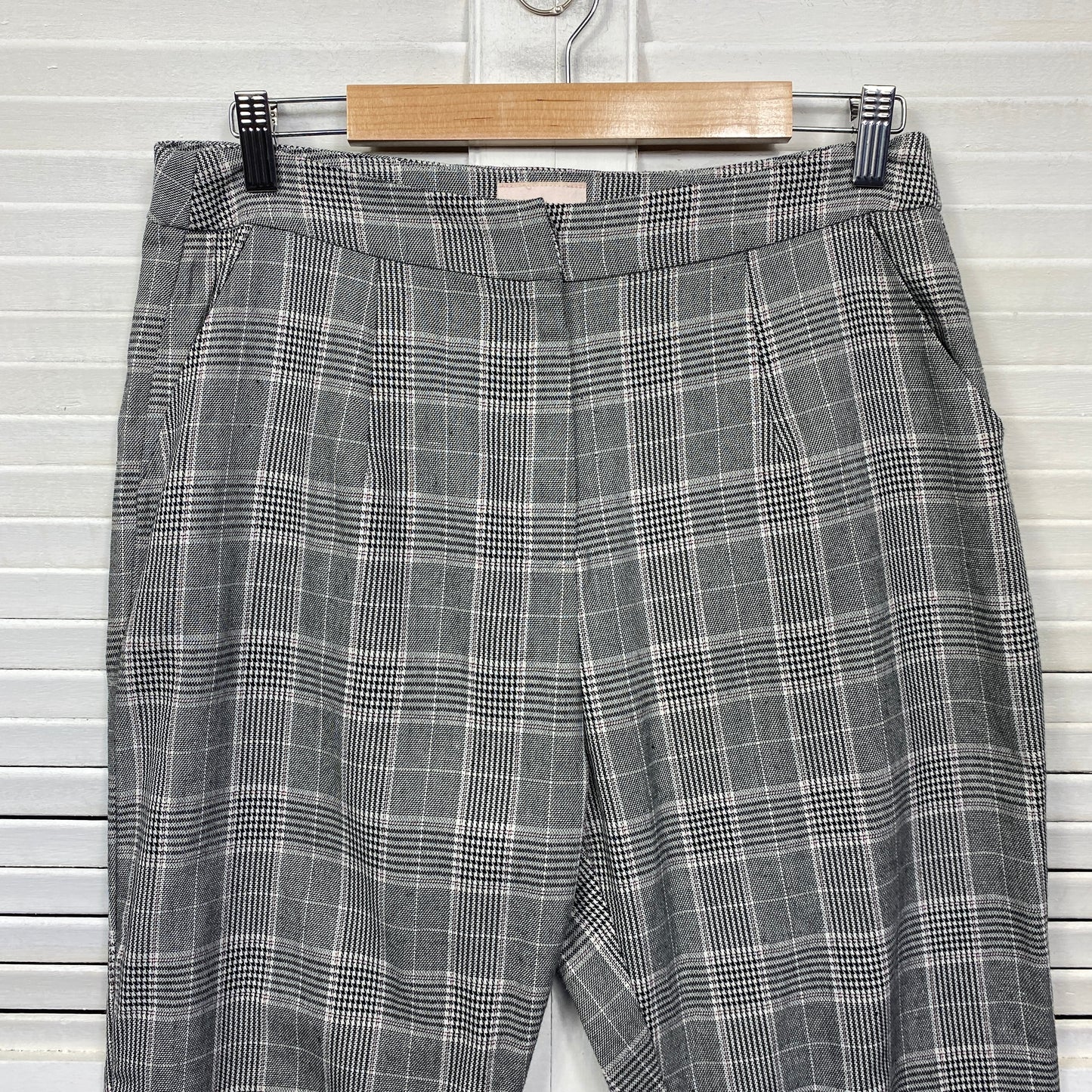 Showpo Pants Size 14 Grey Check Pockets Office