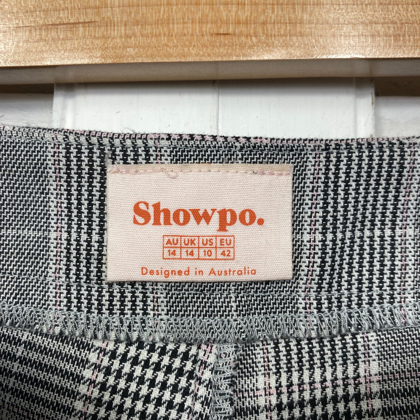 Showpo Pants Size 14 Grey Check Pockets Office