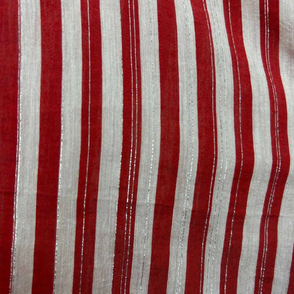 Maggie T Red Cotton Striped Shirt - Size 16