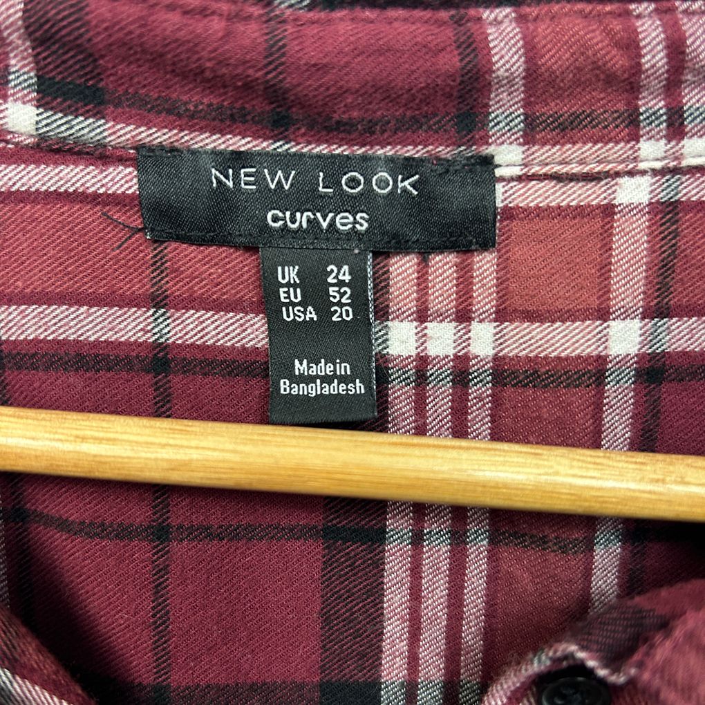 New Look Red Cotton Shirt - Size 24