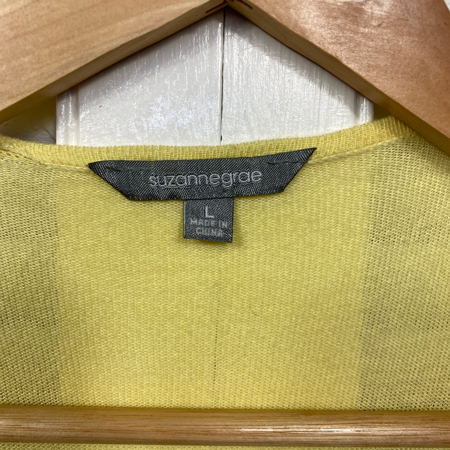 Suzanne Grae Top Cardigan Size 14 Large Yellow Short Sleeve