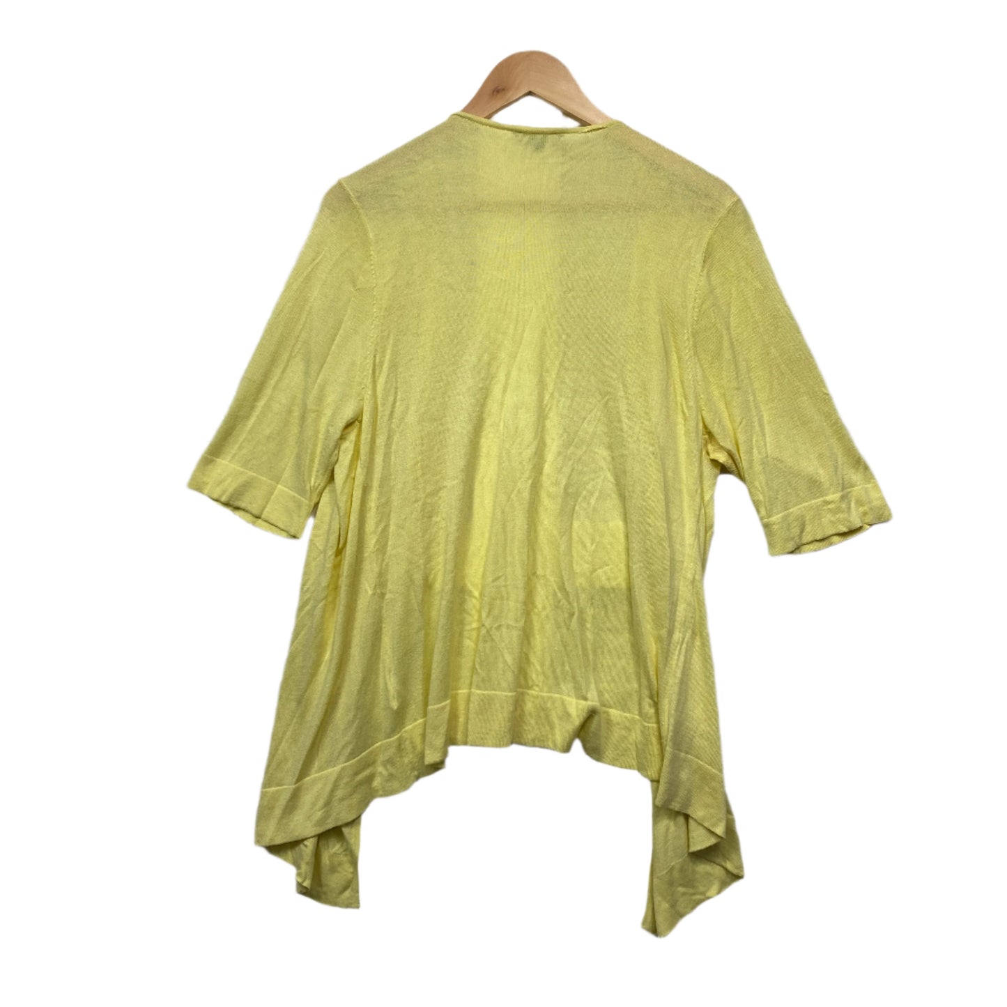 Suzanne Grae Top Cardigan Size 14 Large Yellow Short Sleeve