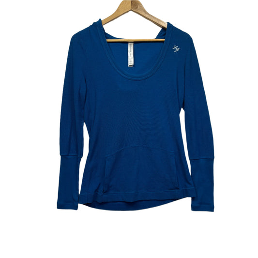 Lorna Jane Life Activewear Top Size 14 Large Blue Long Sleeve Hooded