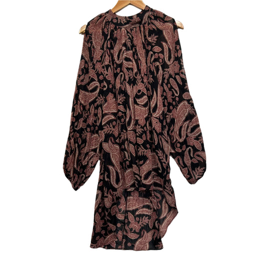City Chic Dress Size 16 Small Plus Paisley Print Sheer Cold Shoulder Sleeve