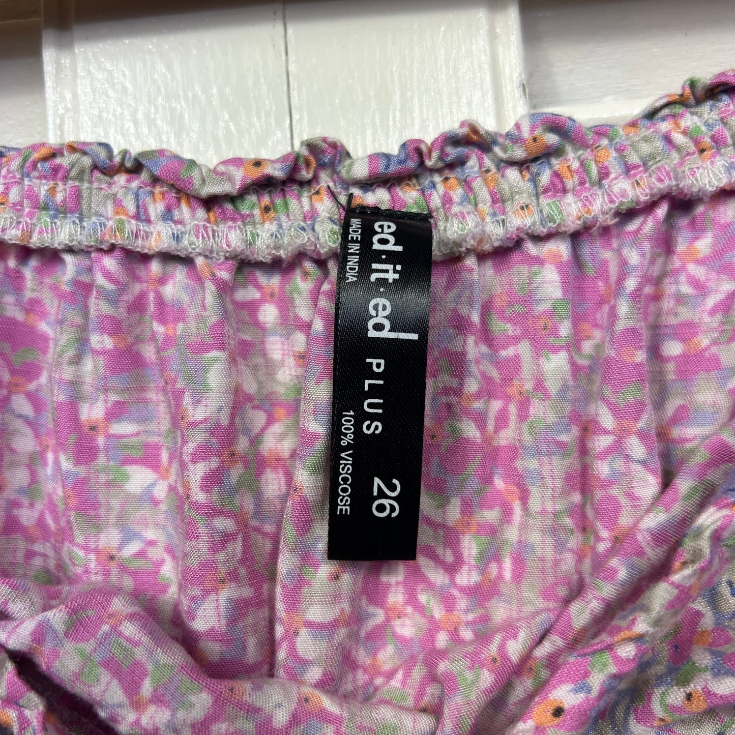Edited Top Size 26 Pink Floral Off the Shoulder Viscose