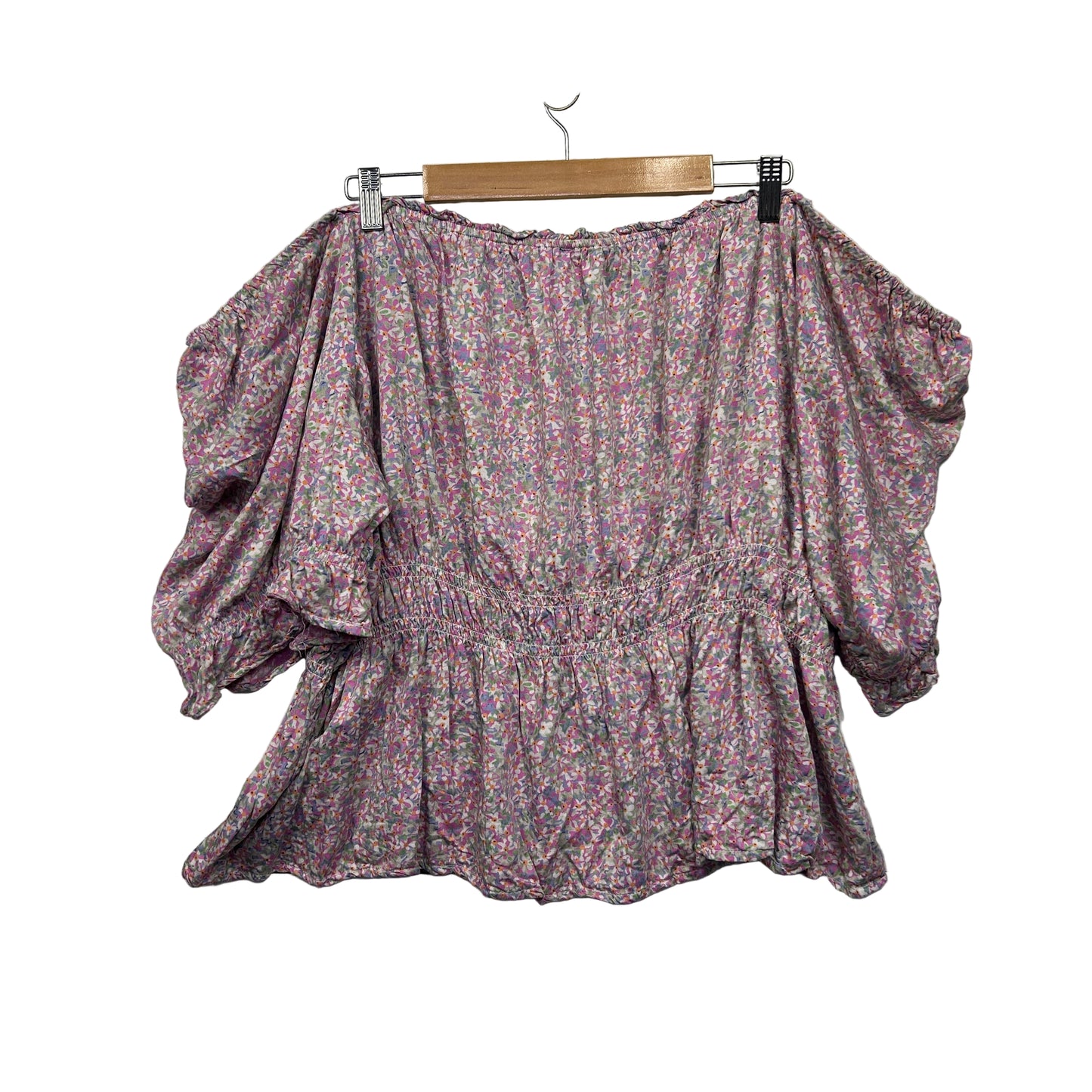 Edited Top Size 26 Pink Floral Off the Shoulder Viscose