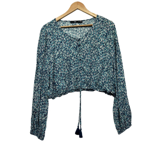 Sportsgirl Crop Top Size 16 Floral Long Sleeve