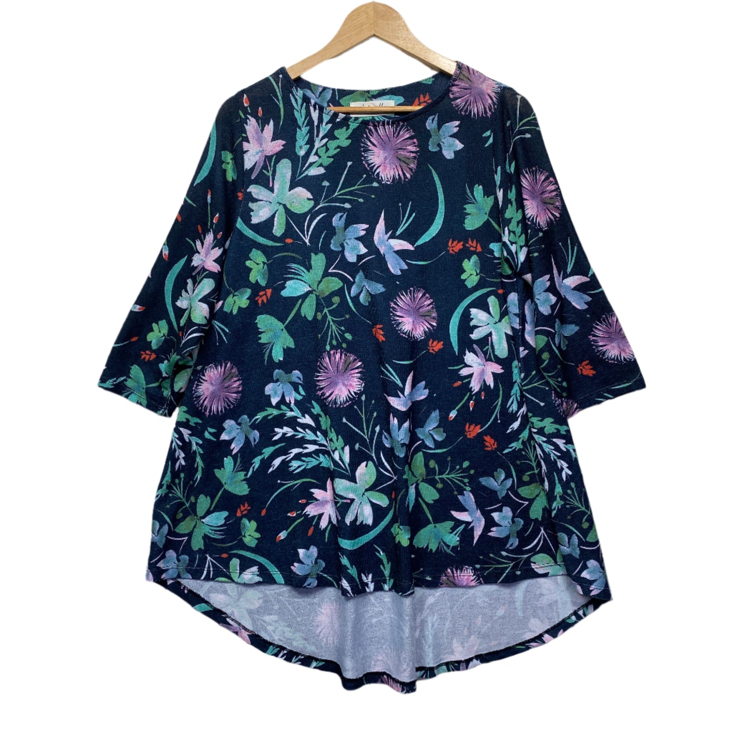 Virtuelle Top Size 14 16 Plus Floral Long Sleeve  Multicoloured