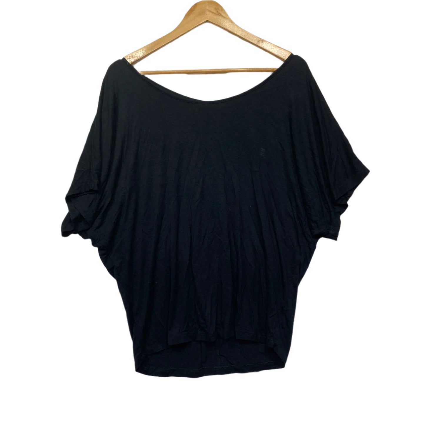 Betty Basics Top Size 14 Black Draped Short Sleeves