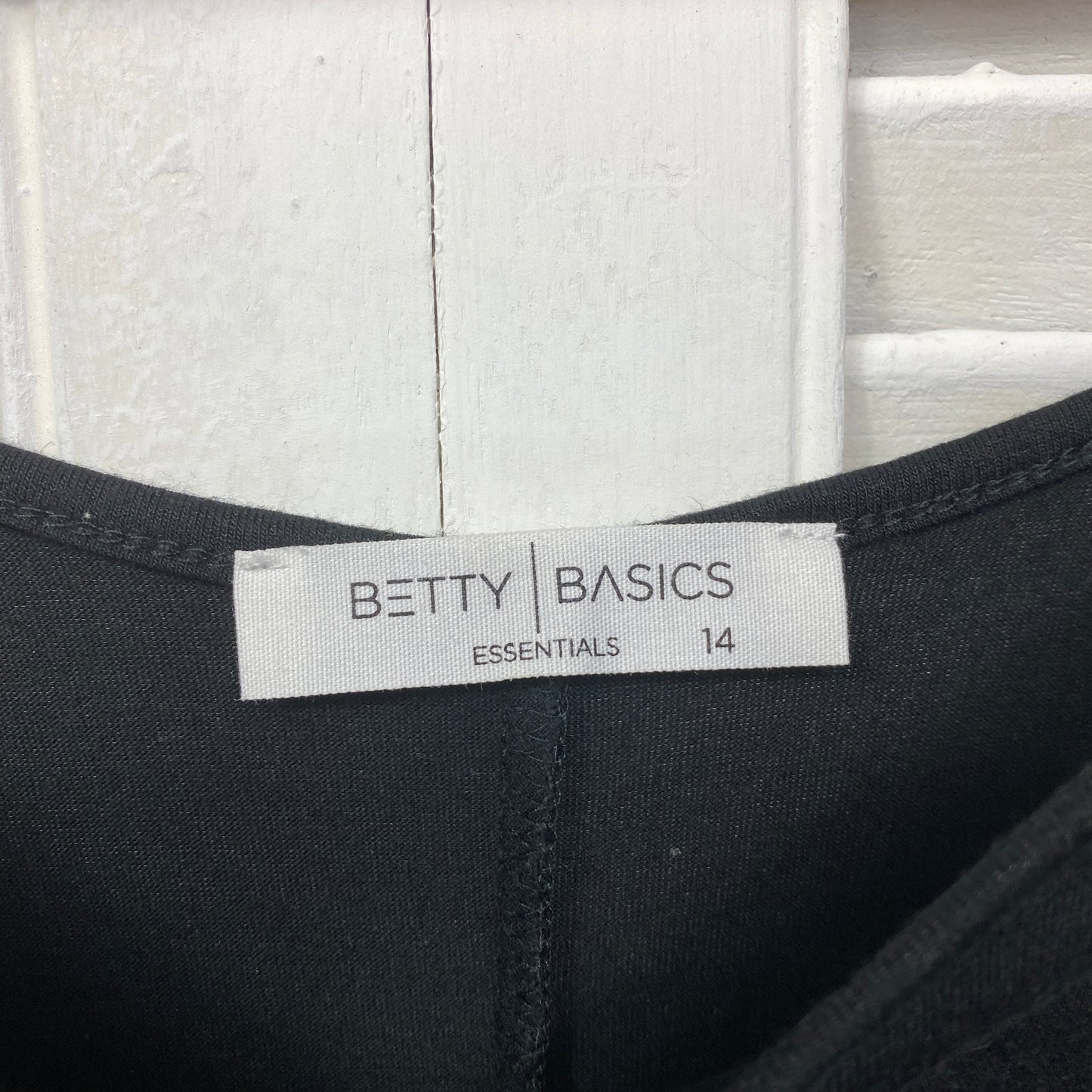 Betty Basics Top Size 14 Black Draped Short Sleeves