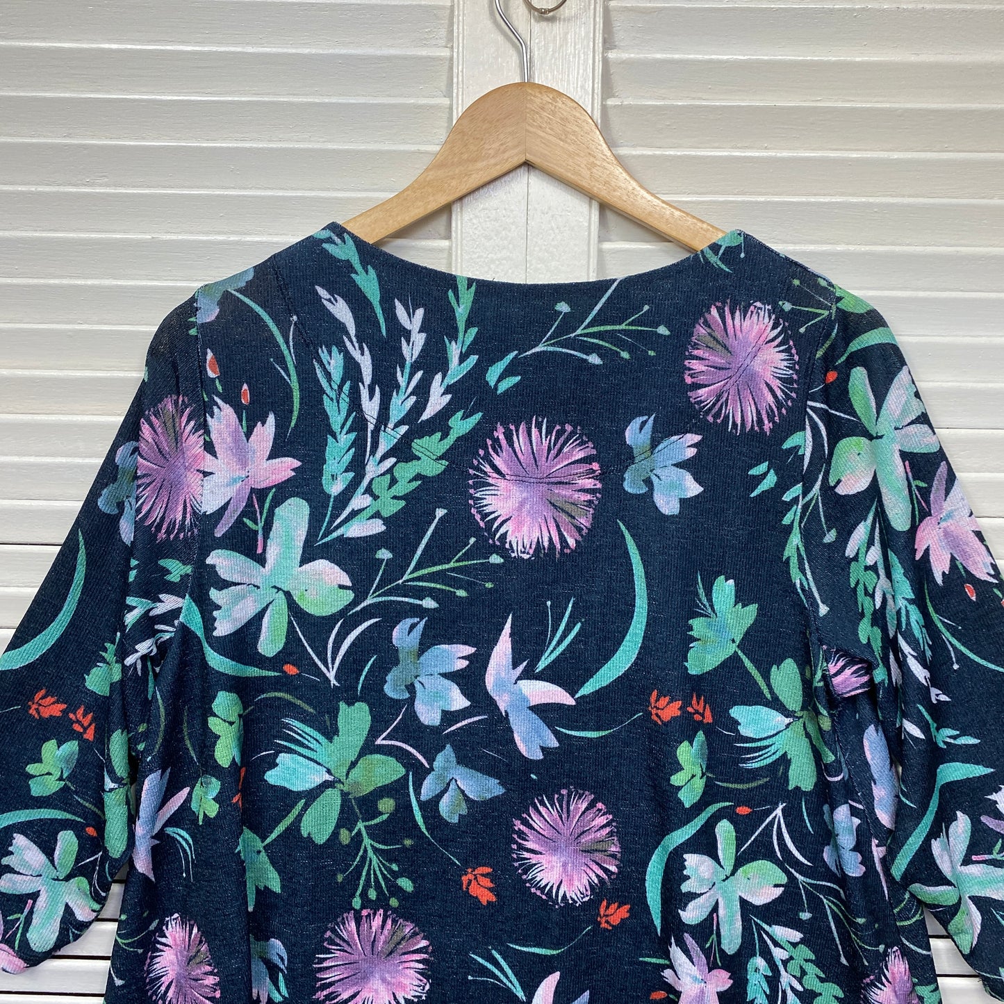 Virtuelle Top Size 14 16 Plus Floral Long Sleeve  Multicoloured