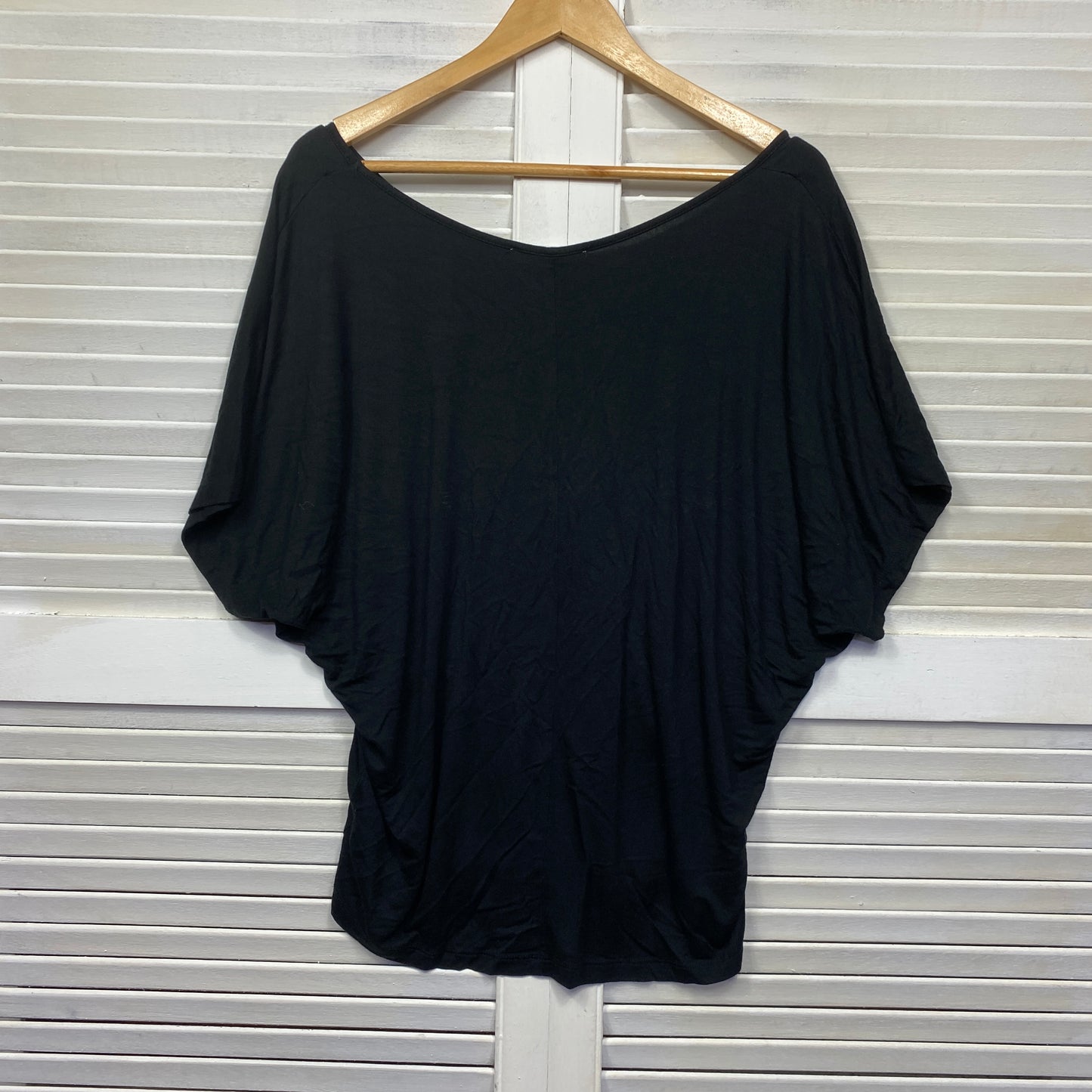 Betty Basics Top Size 14 Black Draped Short Sleeves