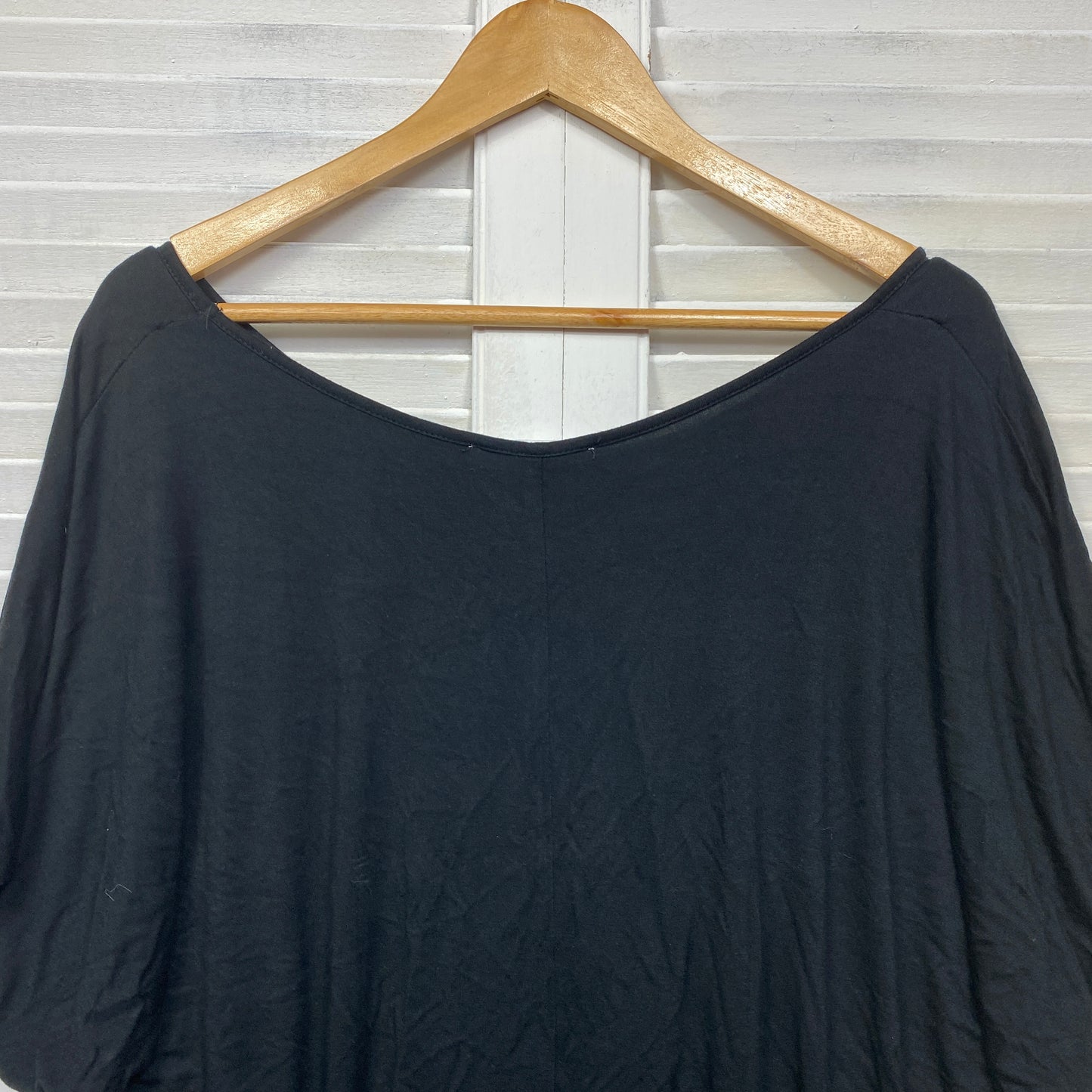 Betty Basics Top Size 14 Black Draped Short Sleeves