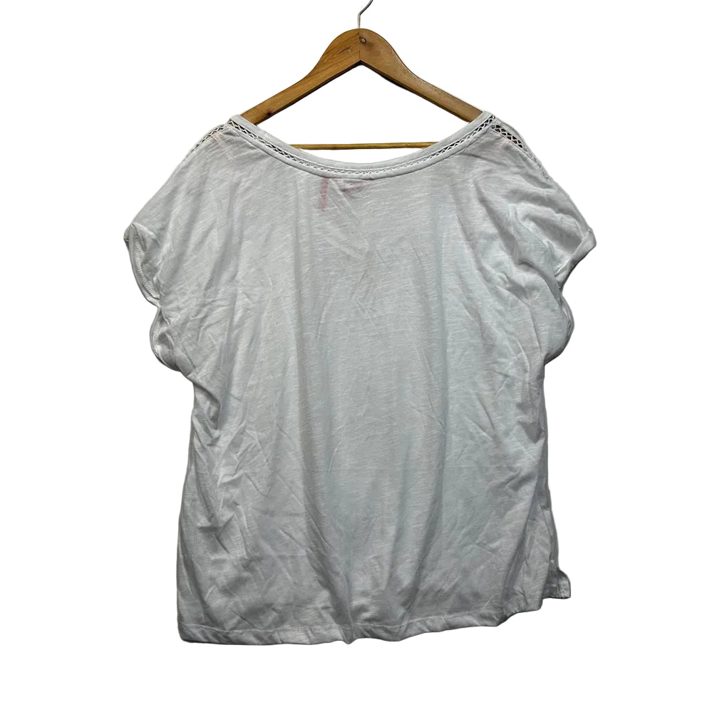 Millers White Crochet Trim V Neck Cotton Top - Size 20