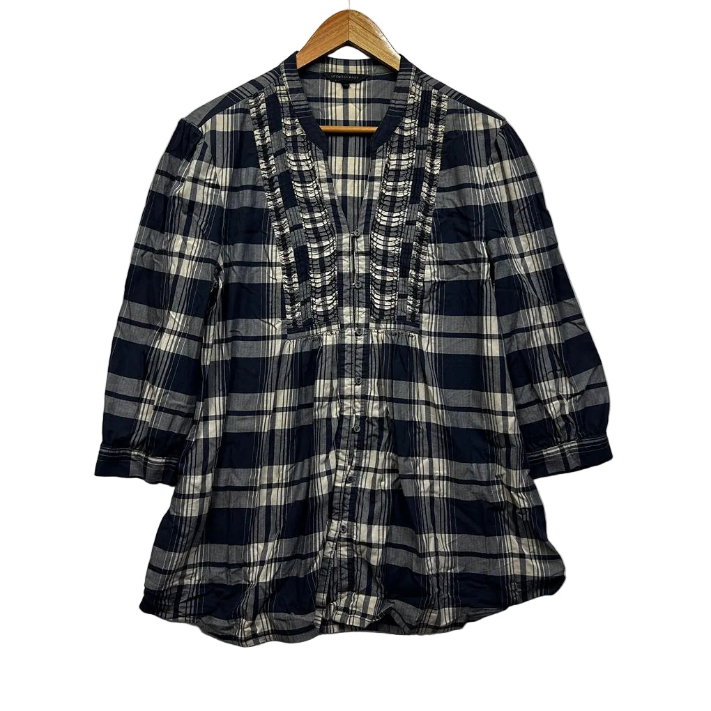 Sportscraft Navy Check Cotton Shirt - Size 16