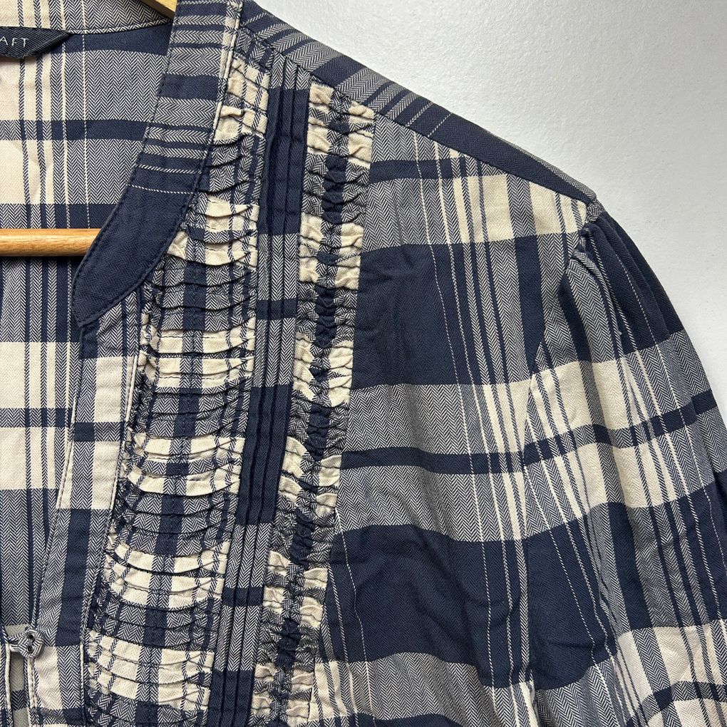 Sportscraft Navy Check Cotton Shirt - Size 16