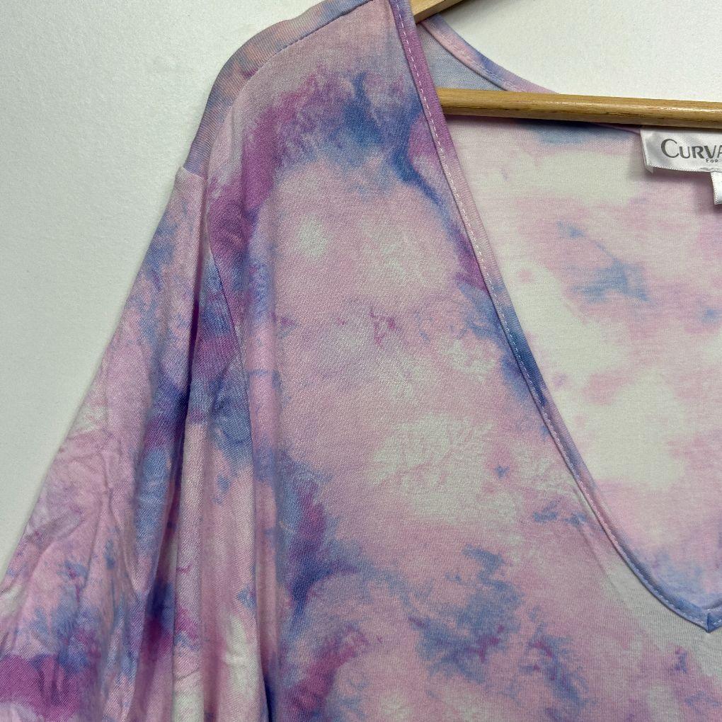 Curvaceous Purple Tie-Dye Cotton Top - Size 20/22/XL