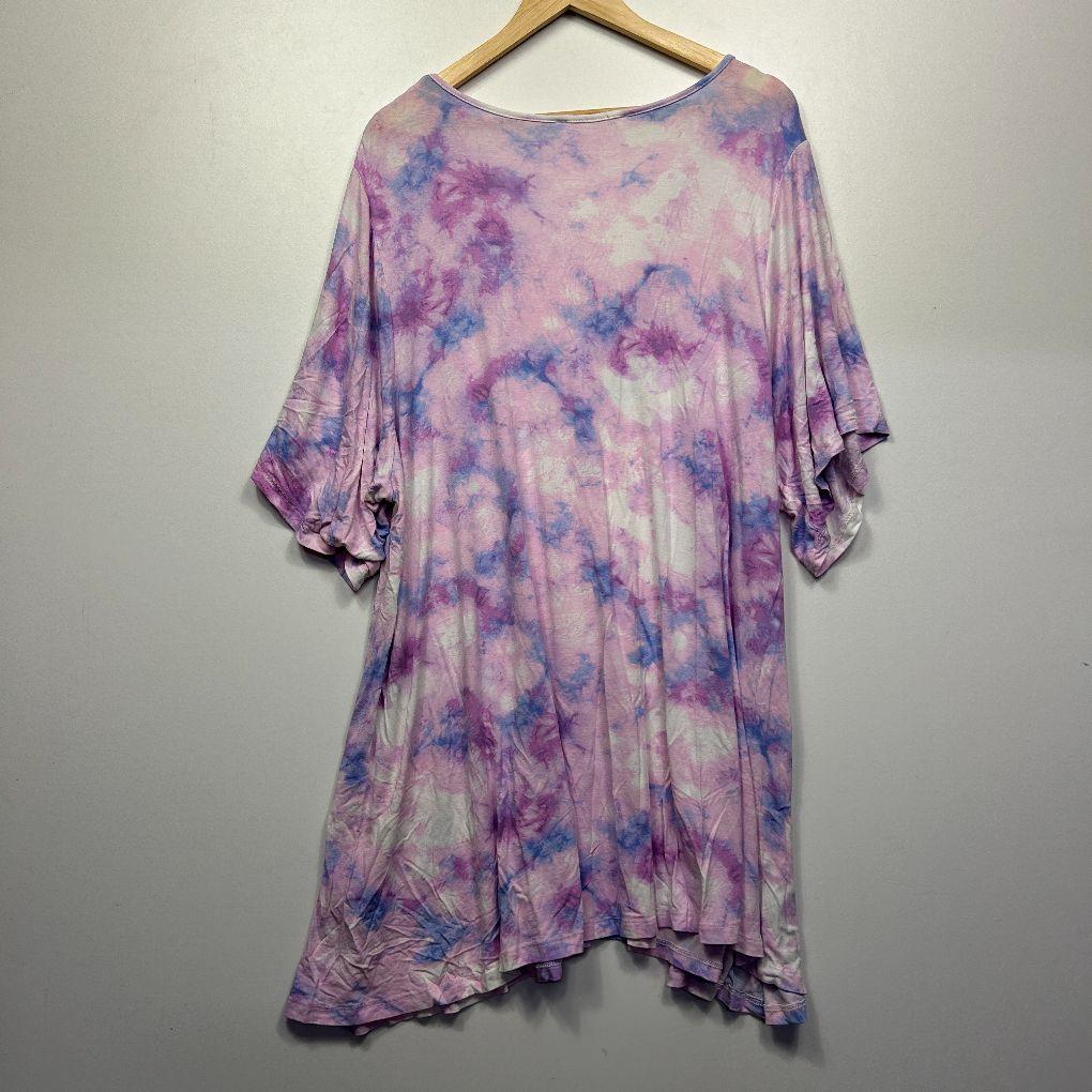 Curvaceous Purple Tie-Dye Cotton Top - Size 20/22/XL
