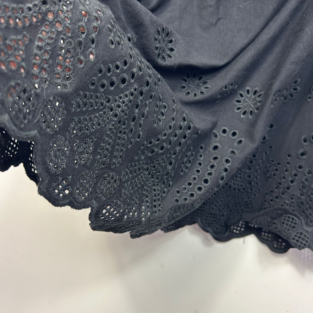 Autograph Black Broderie Cotton Top - Size18/M