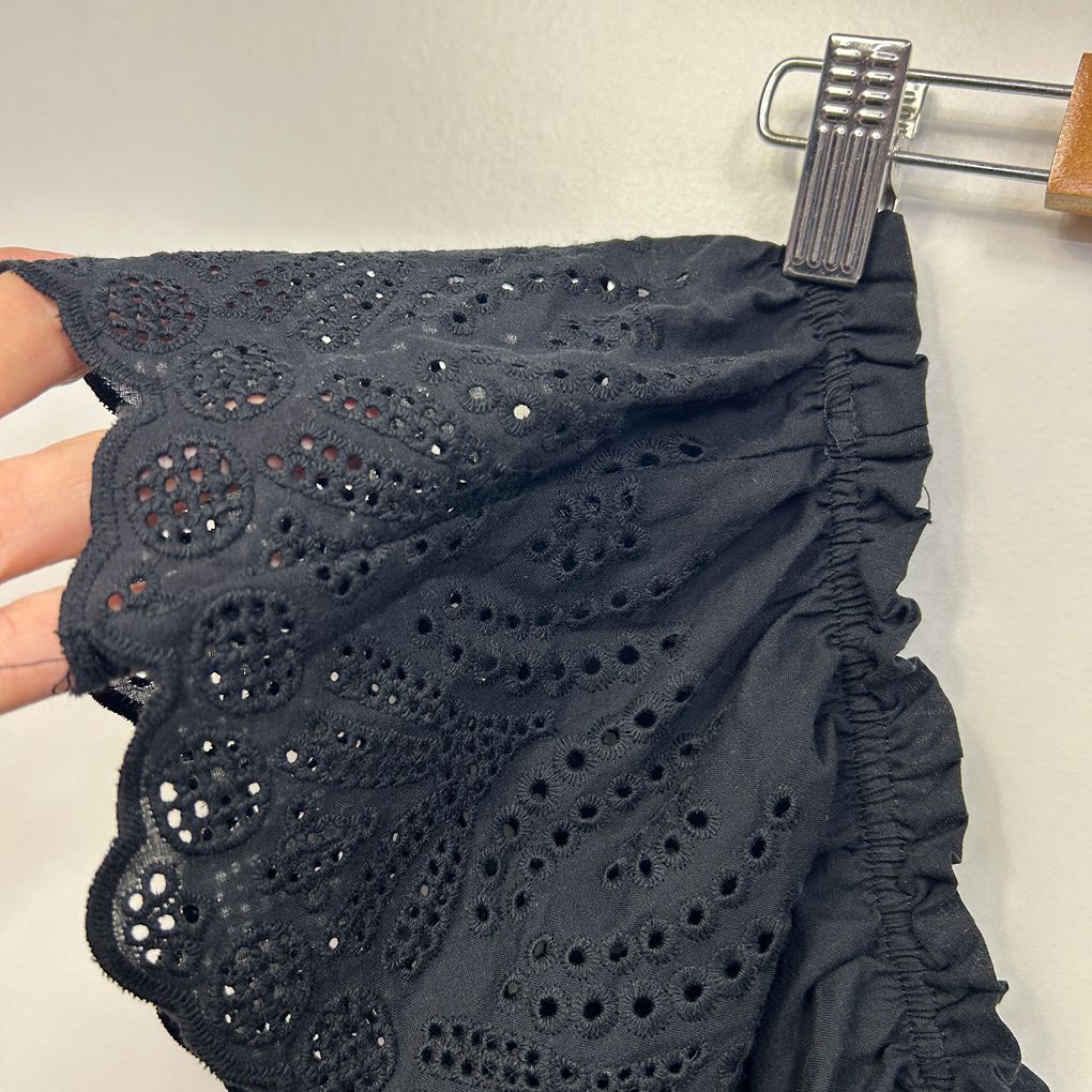Autograph Black Broderie Cotton Top - Size18/M