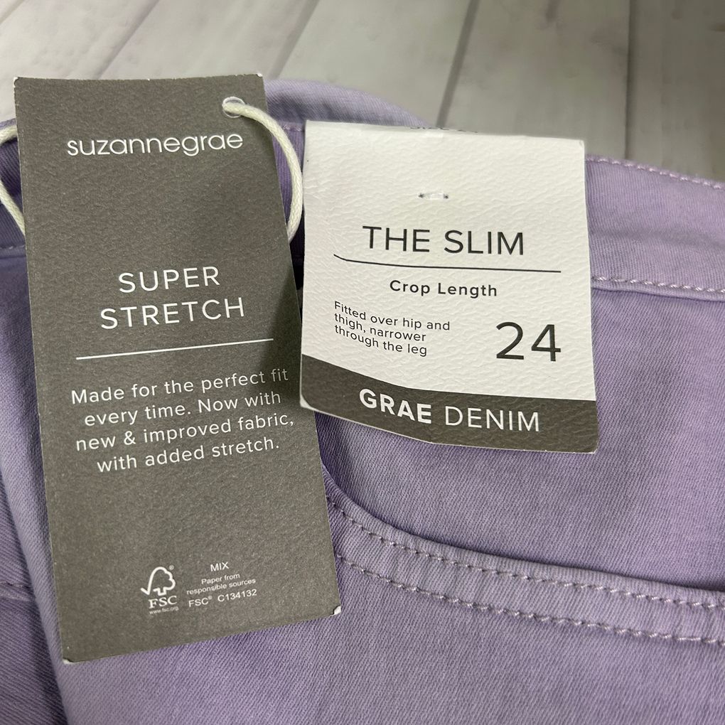 Suzanne Grae Slim Denim Cropped Denim Pants  - Size 24