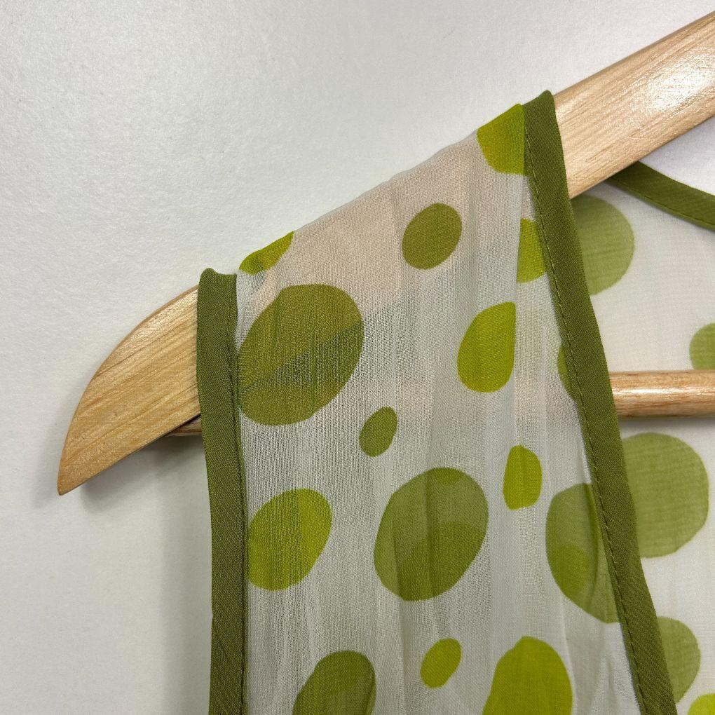 Taking Shape Green/White Polka Dot Sheer Top - Size 22
