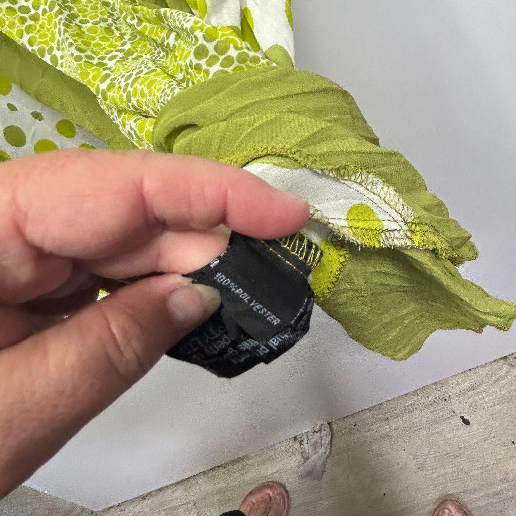 Taking Shape Green/White Polka Dot Sheer Top - Size 22
