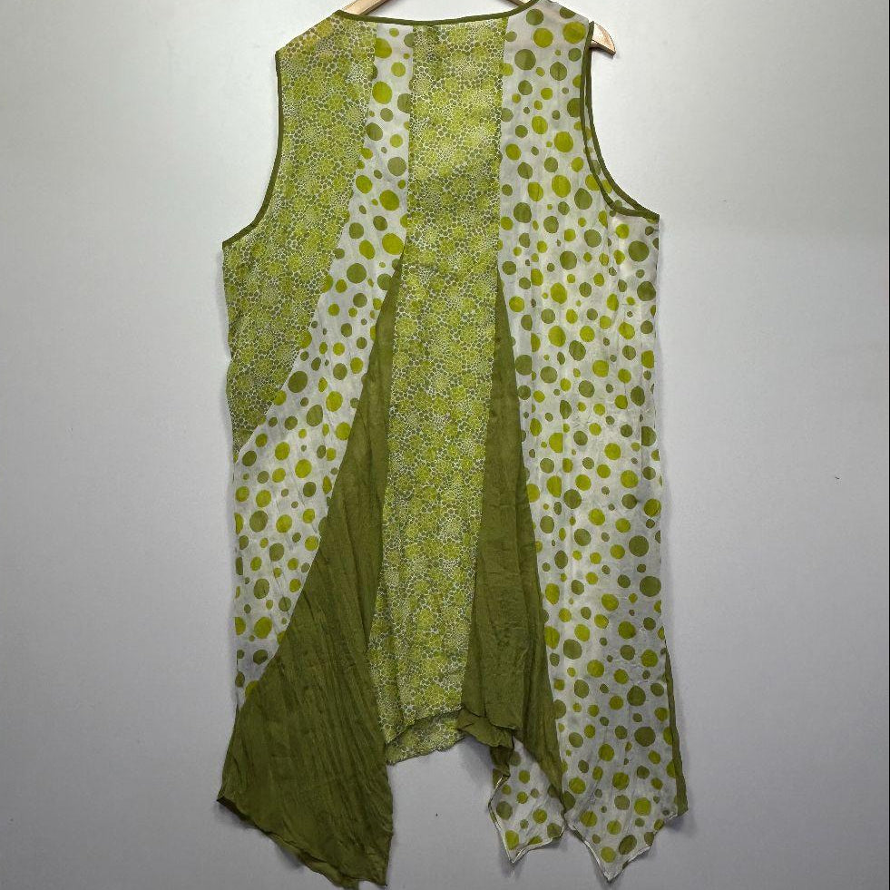 Taking Shape Green/White Polka Dot Sheer Top - Size 22