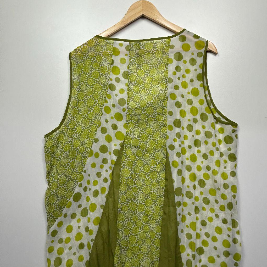 Taking Shape Green/White Polka Dot Sheer Top - Size 22