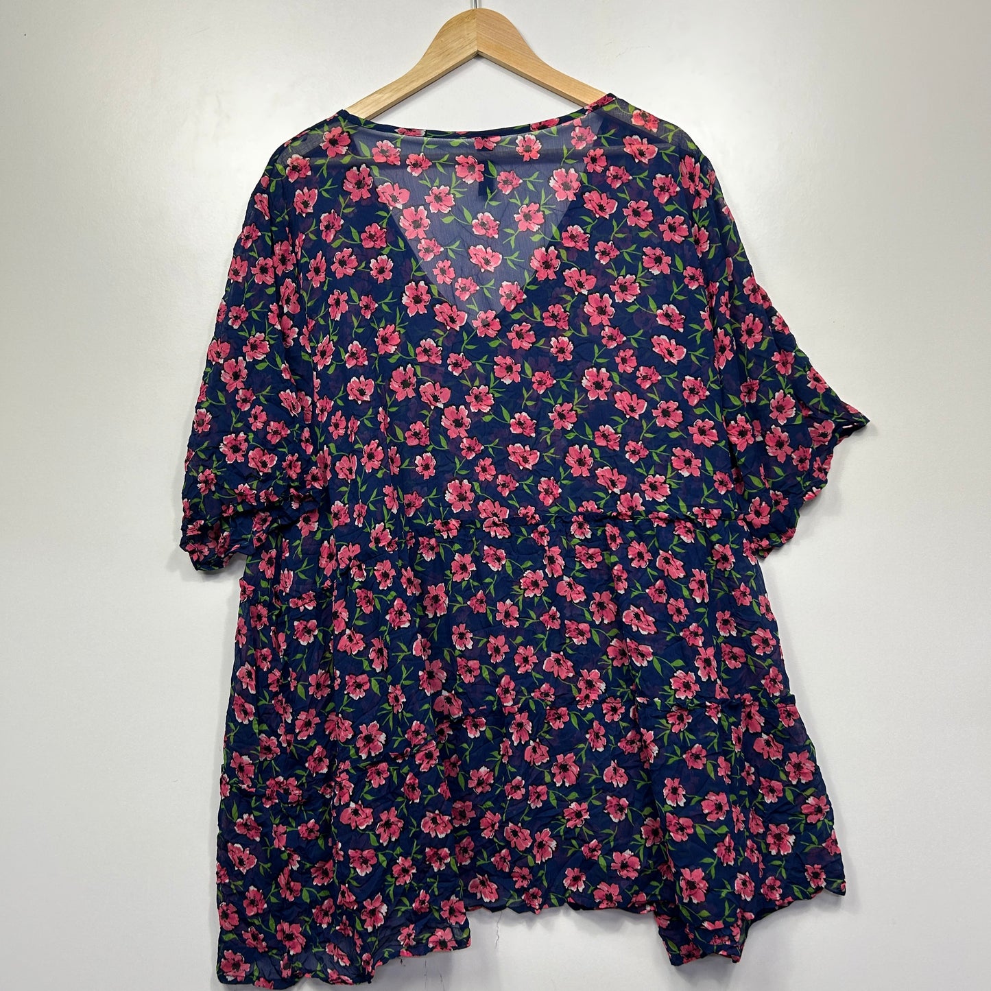 Taking Shape Top Navy Floral Sheer Top - Size 22