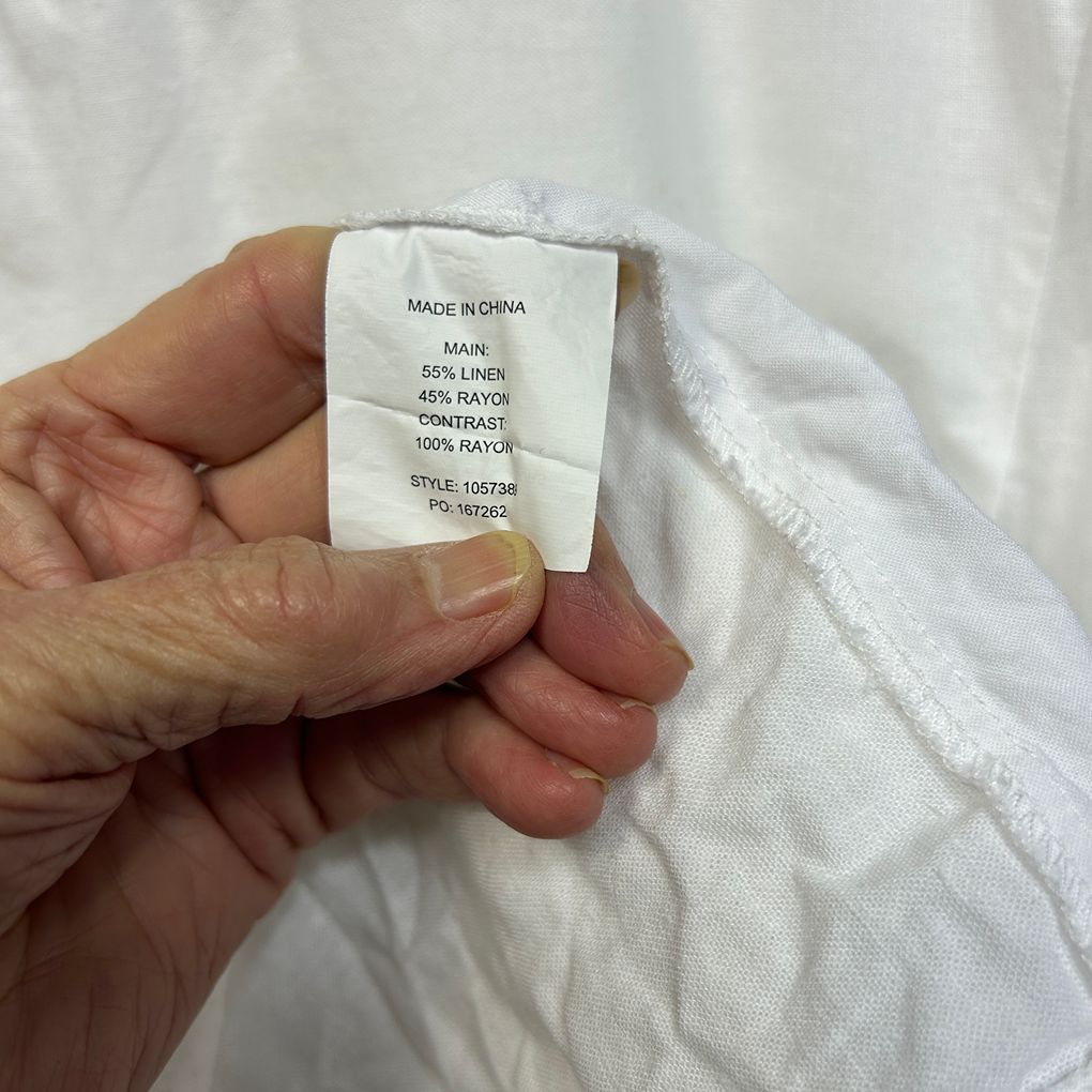 W Lane White Linen Sequin Top - Size 16