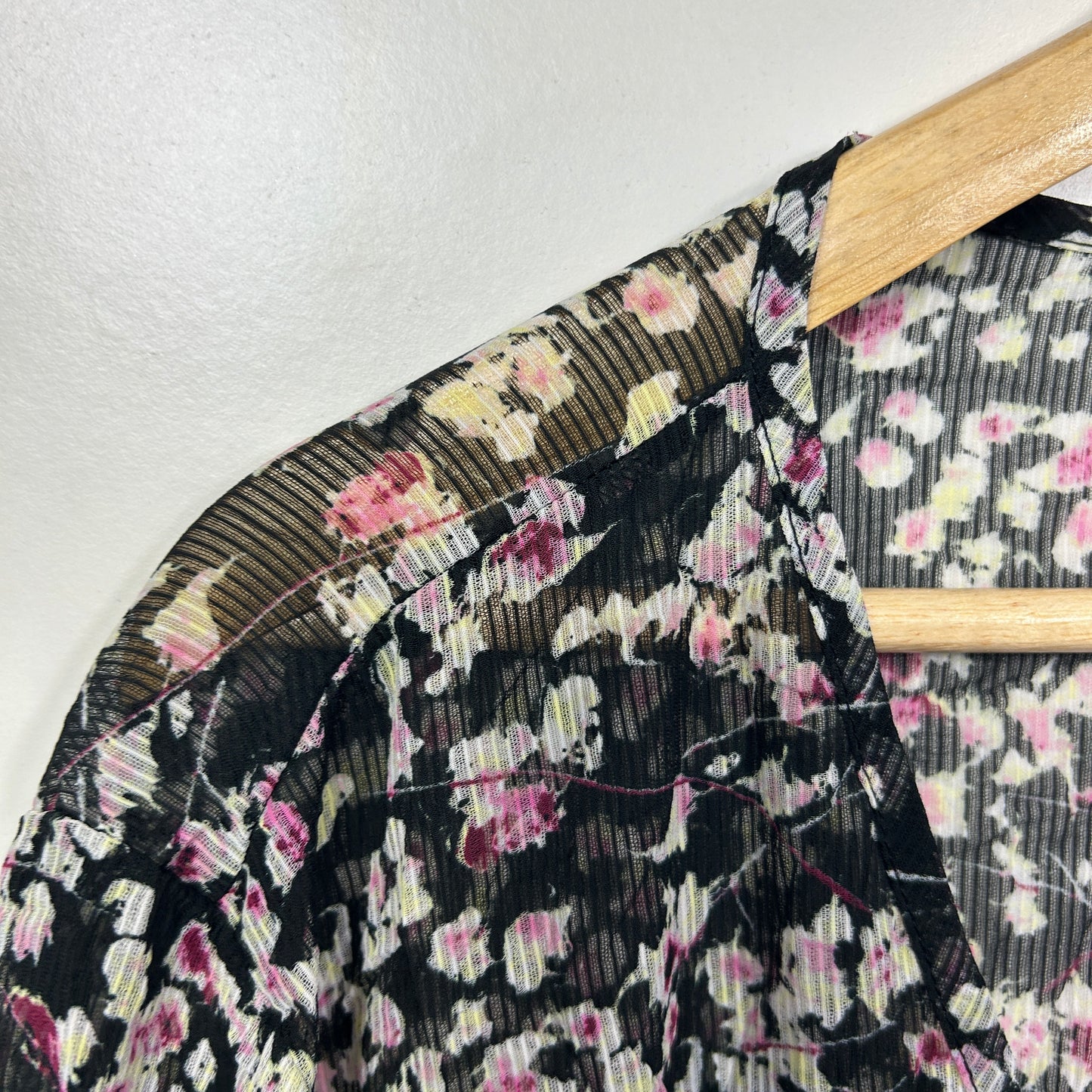 Taking Shape Black Floral Sheer Tunic Top - Size 22