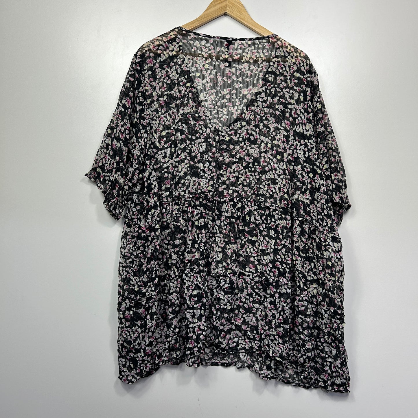 Taking Shape Black Floral Sheer Tunic Top - Size 22