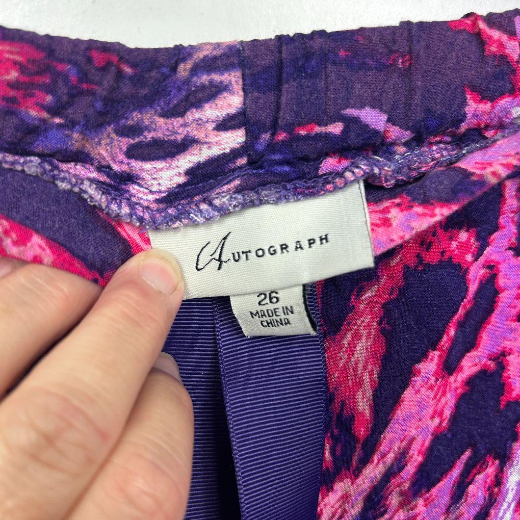 Autograph Purple/Pink Animal Print Shorts - Size 26