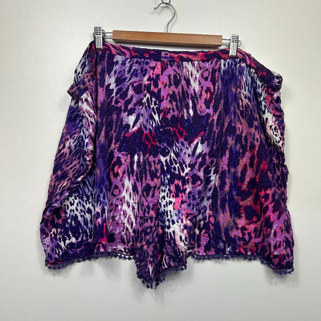 Autograph Purple/Pink Animal Print Shorts - Size 26
