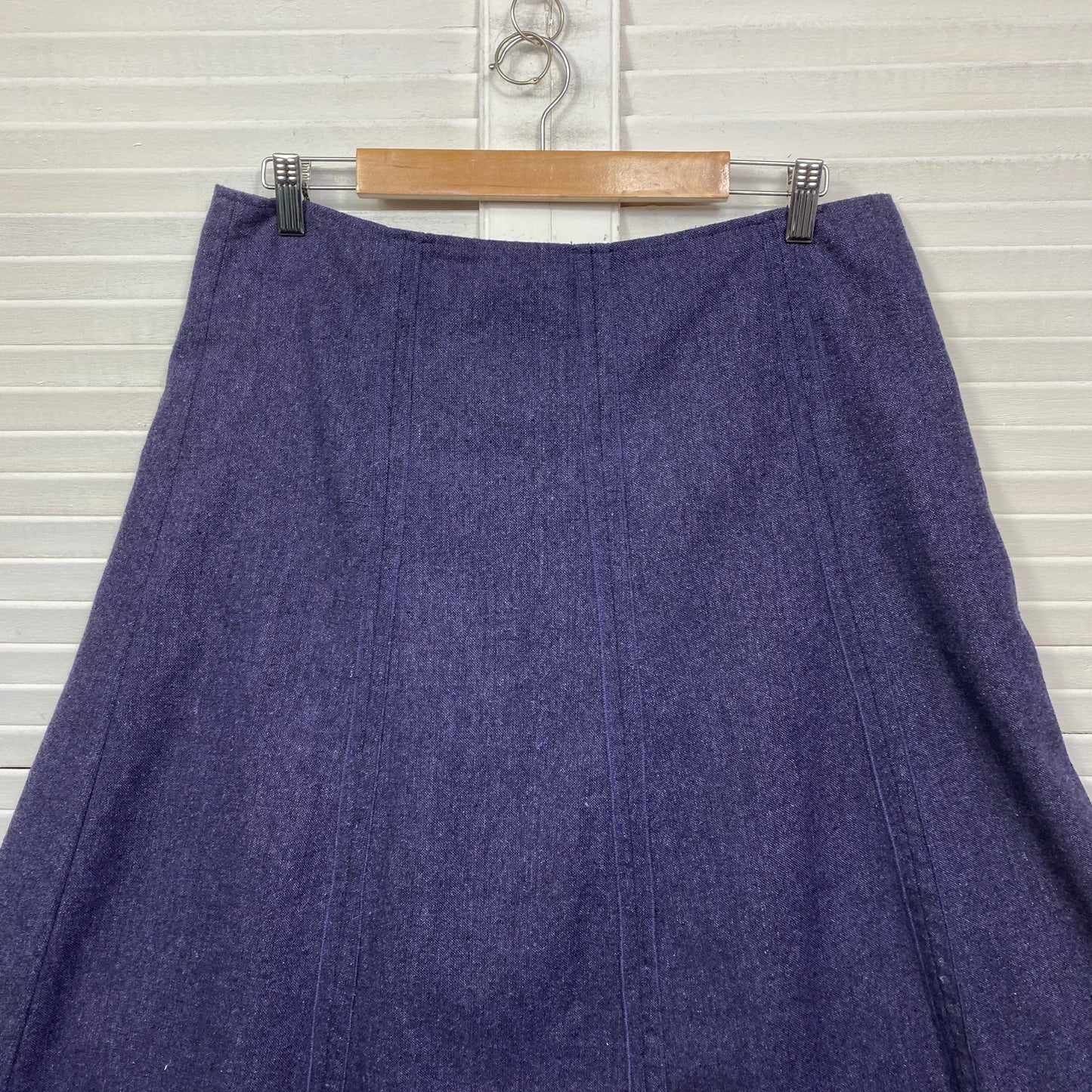 Wool Blend Skirt Size 14 A-line Purple Midi Length Lined Side Zip