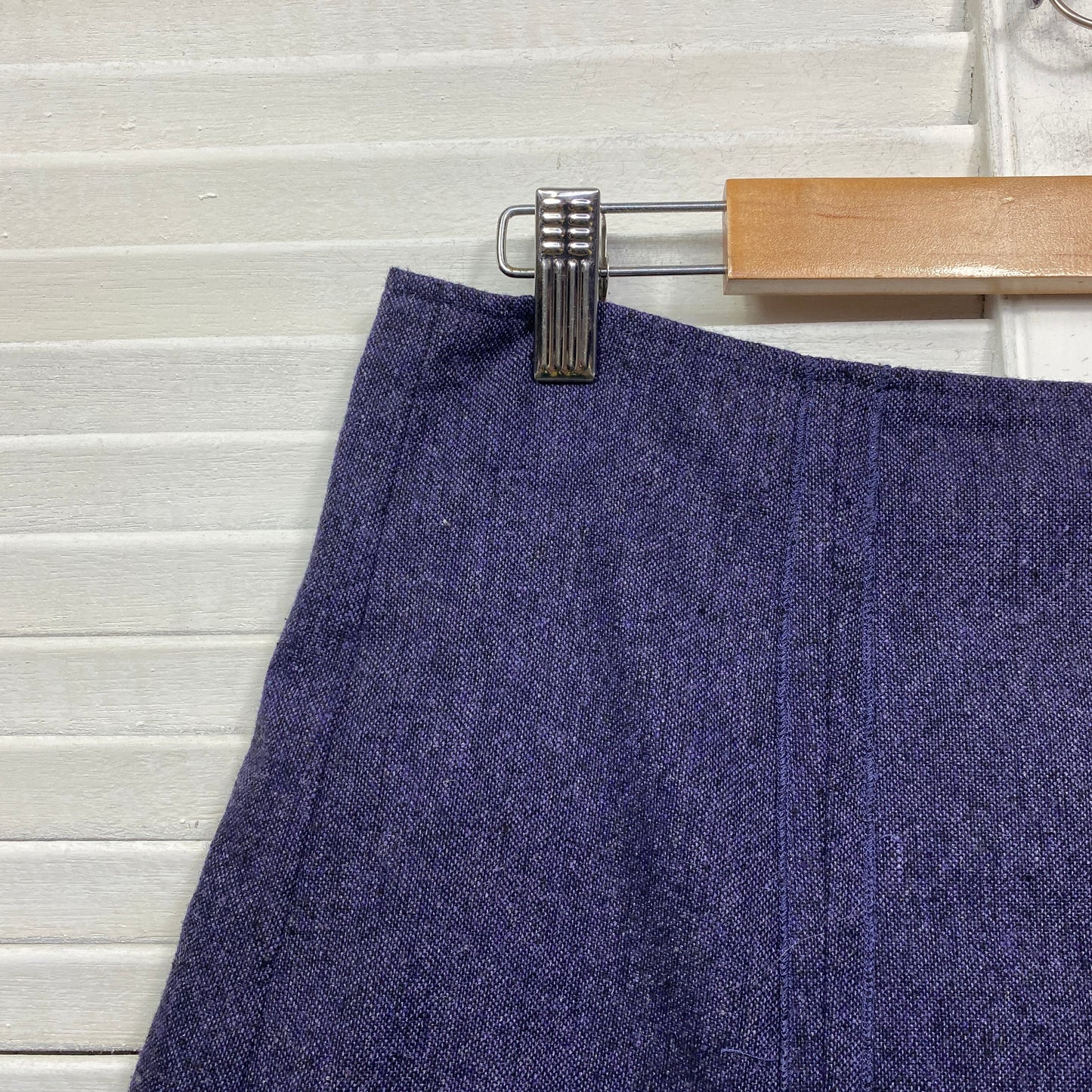 Wool Blend Skirt Size 14 A-line Purple Midi Length Lined Side Zip