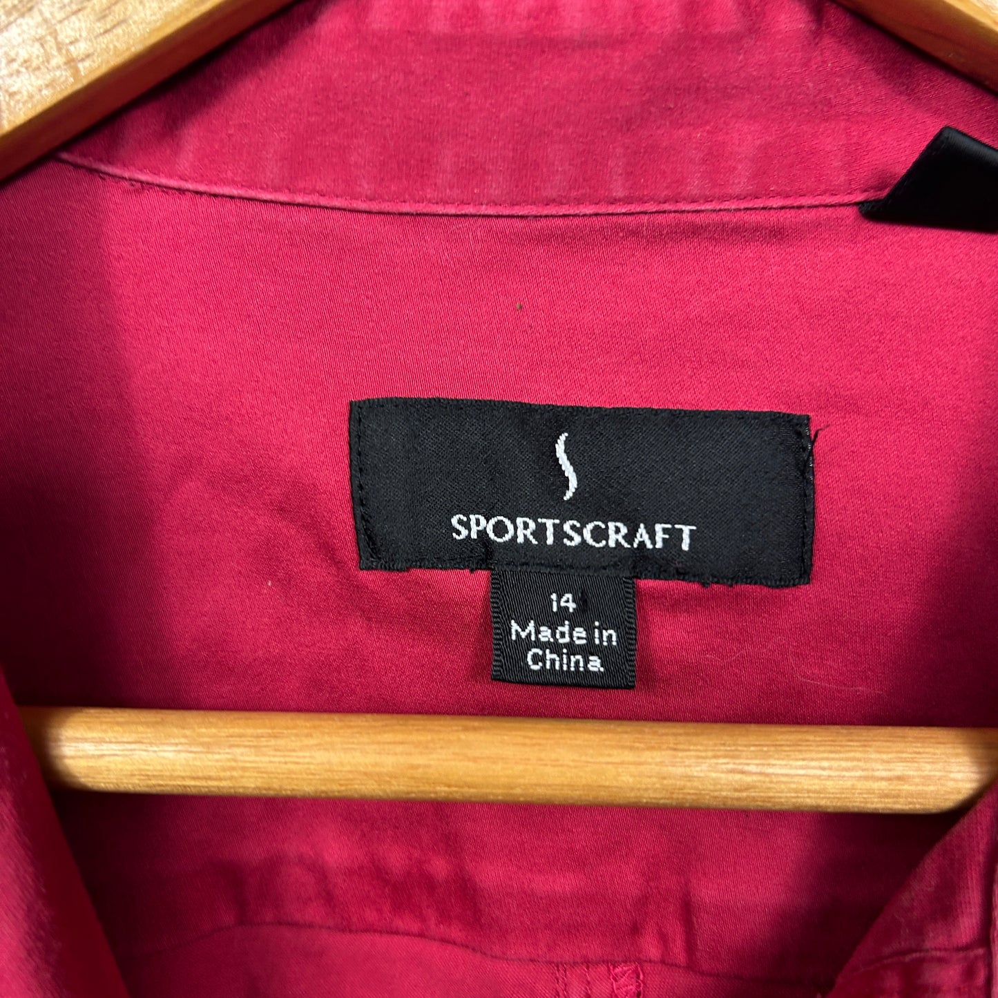 Sportscraft Button Up Burgundy Shirt - Size 14