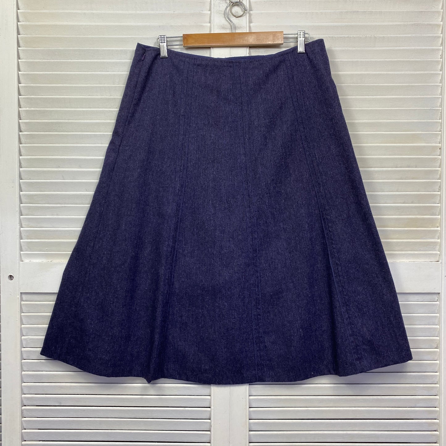 Wool Blend Skirt Size 14 A-line Purple Midi Length Lined Side Zip