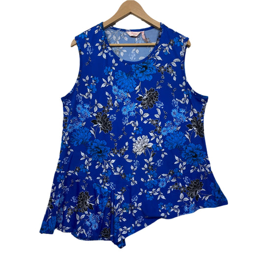 Milliers Top Size 18 Sleeveless Blue Floral Tunic