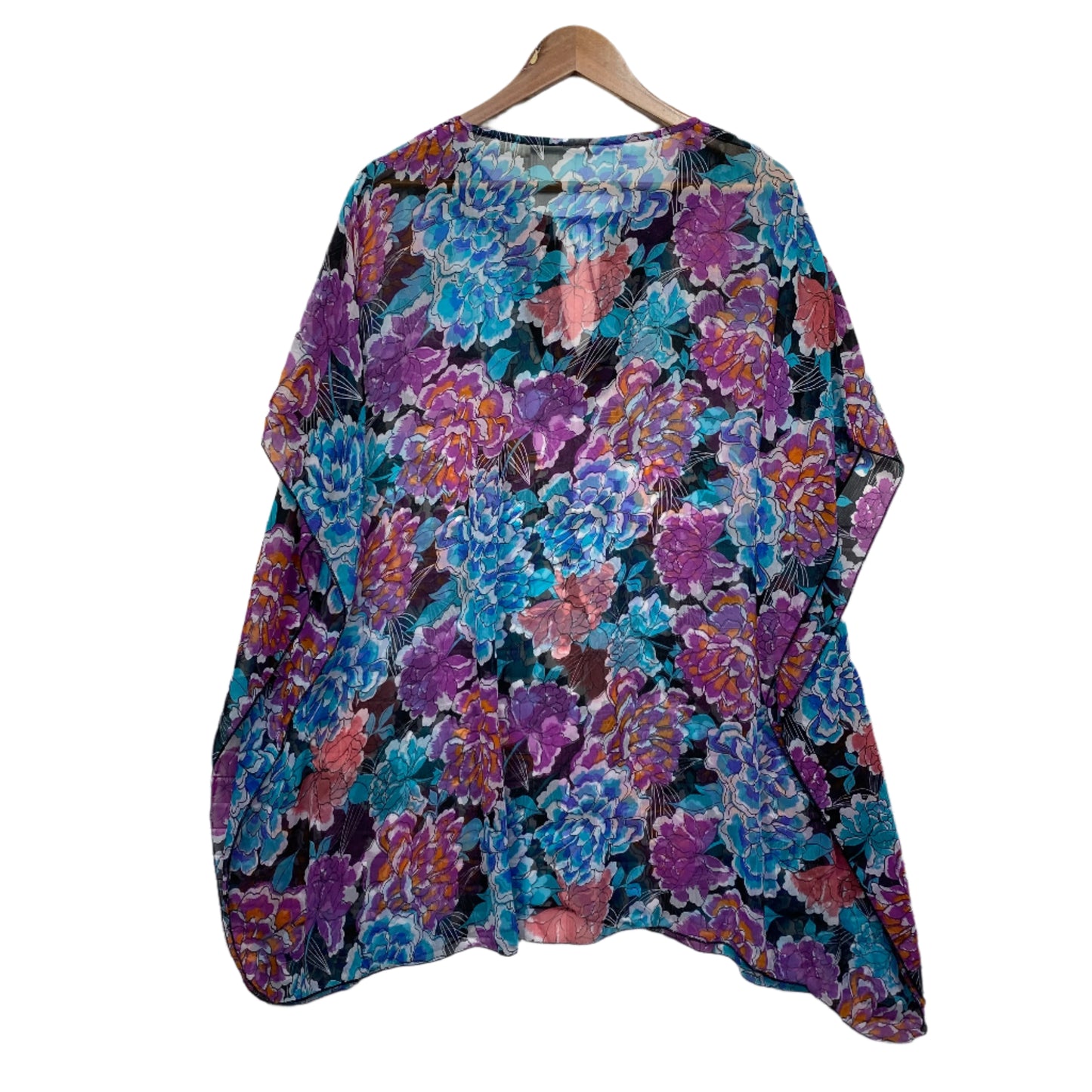 Tunic Swim Cover Up Top Size 18-20 Floral Multicoloured Short Sleeve Sequins