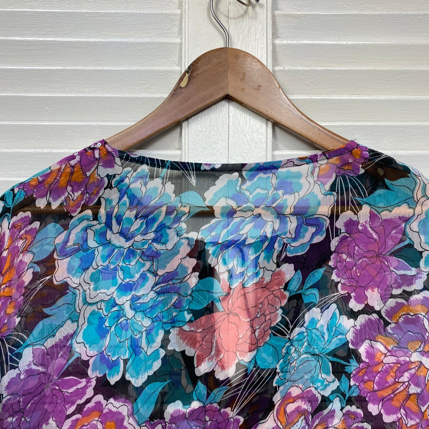 Tunic Swim Cover Up Top Size 18-20 Floral Multicoloured Short Sleeve Sequins