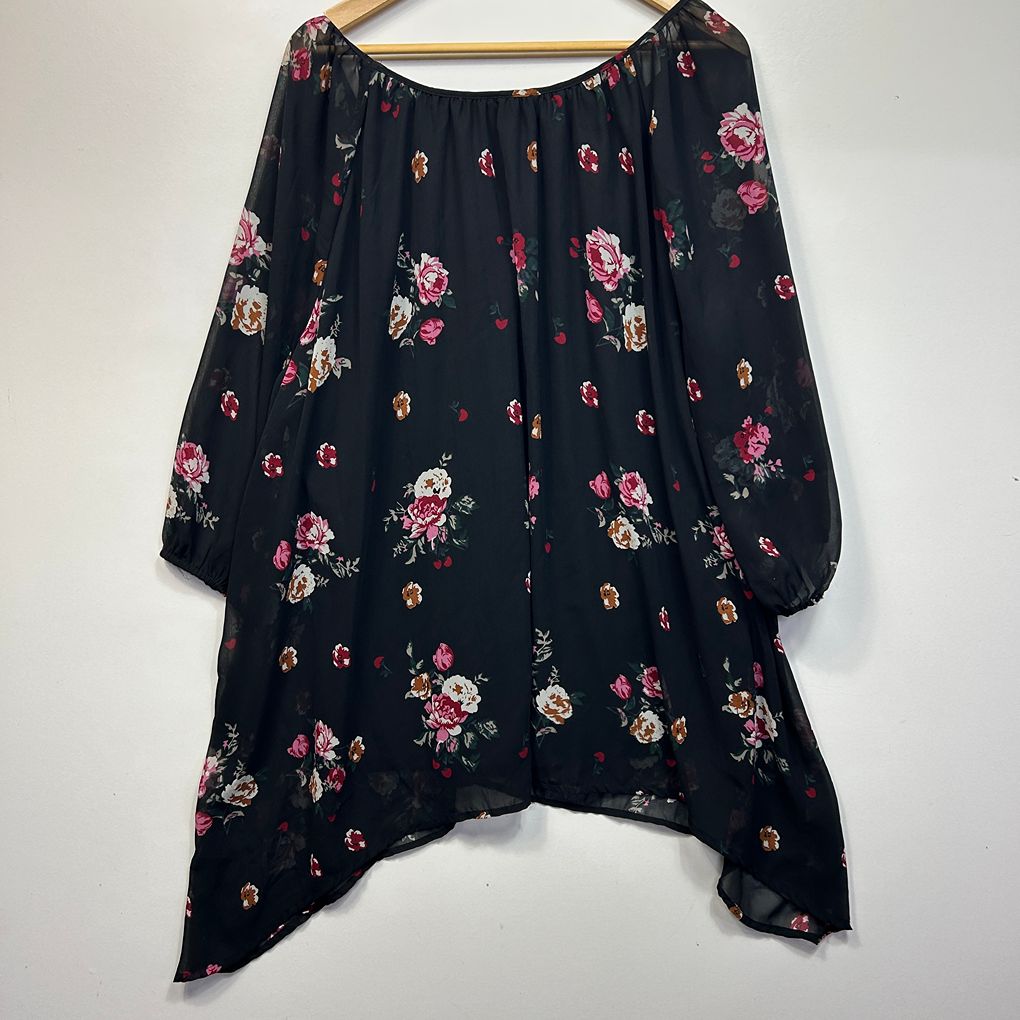 Autograph Black Floral Top - Size 20