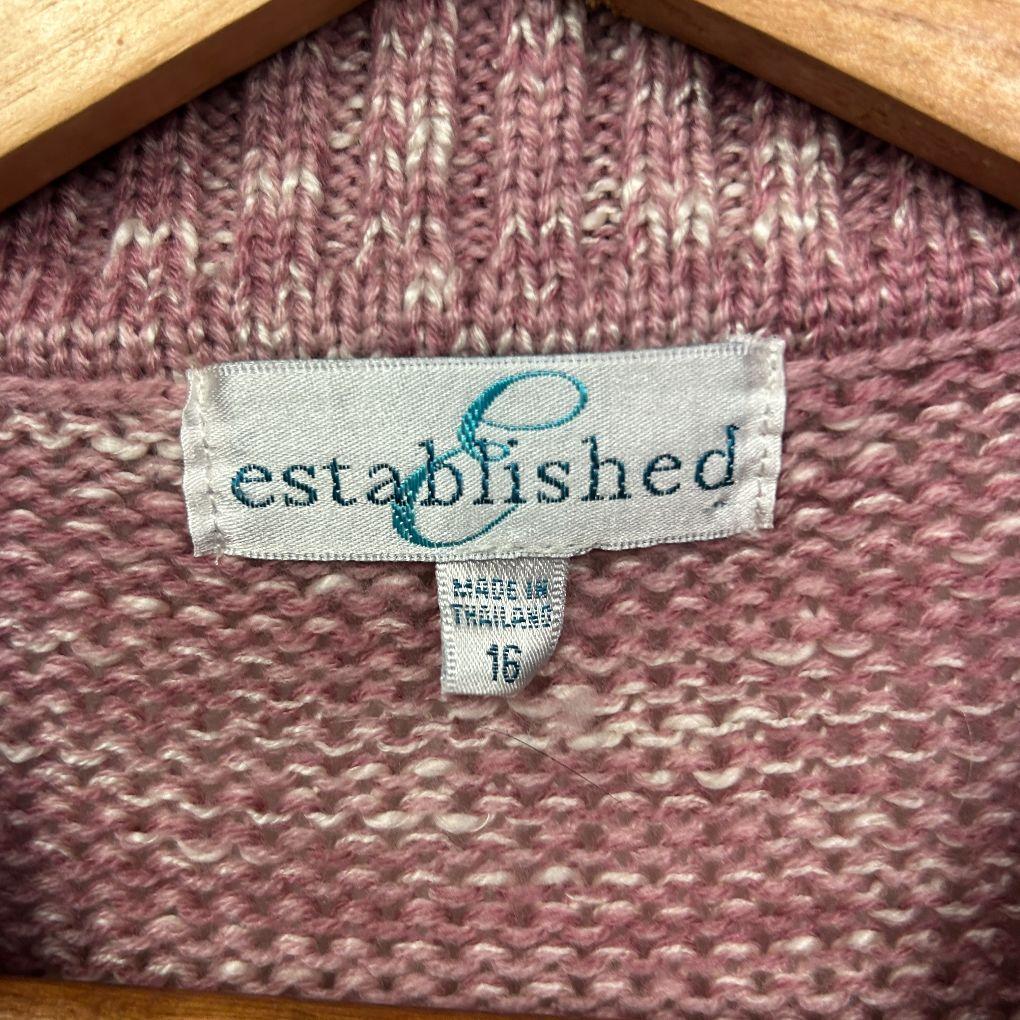 Established Pink Marled Cardigan - Size 16