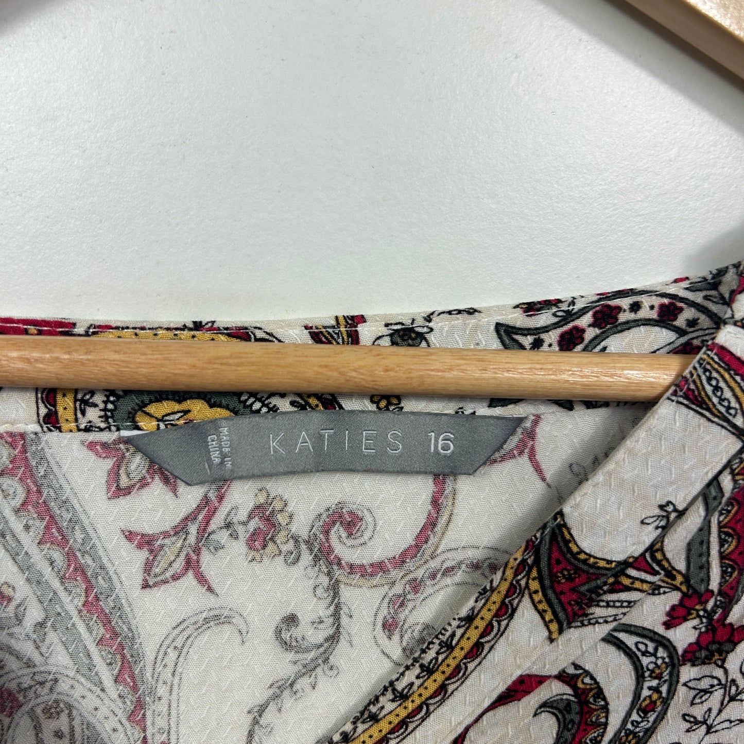 Katies Cream Paisley Long Sleeve Top - Size 18