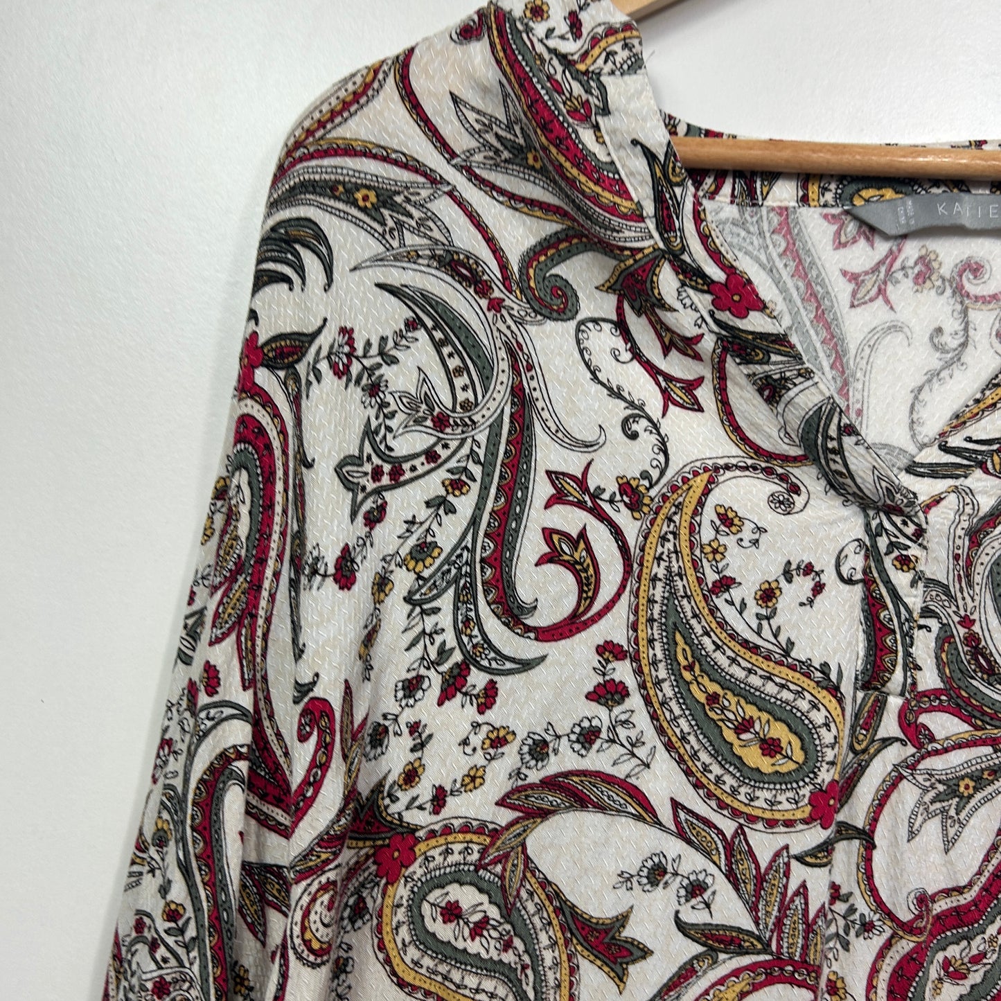 Katies Cream Paisley Long Sleeve Top - Size 18