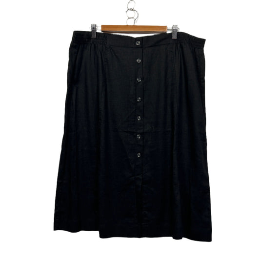 Suzanne Grae Linen Midi Skirt Size 16 XL Black New